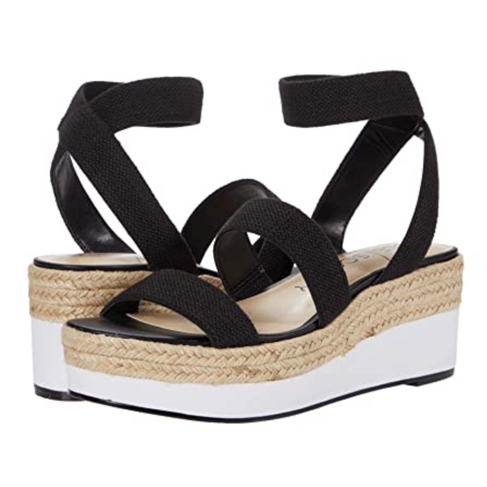 Sole Society SO-Aven Black Platform Wedge Sandals